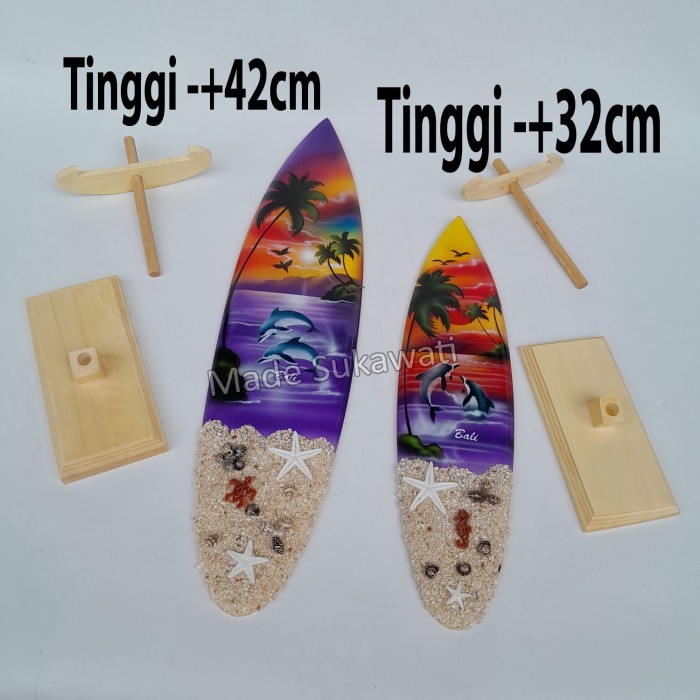 monggo] Hiasan meja Surfing Airbrus pasir 40cm pajangan papan selancar kayu