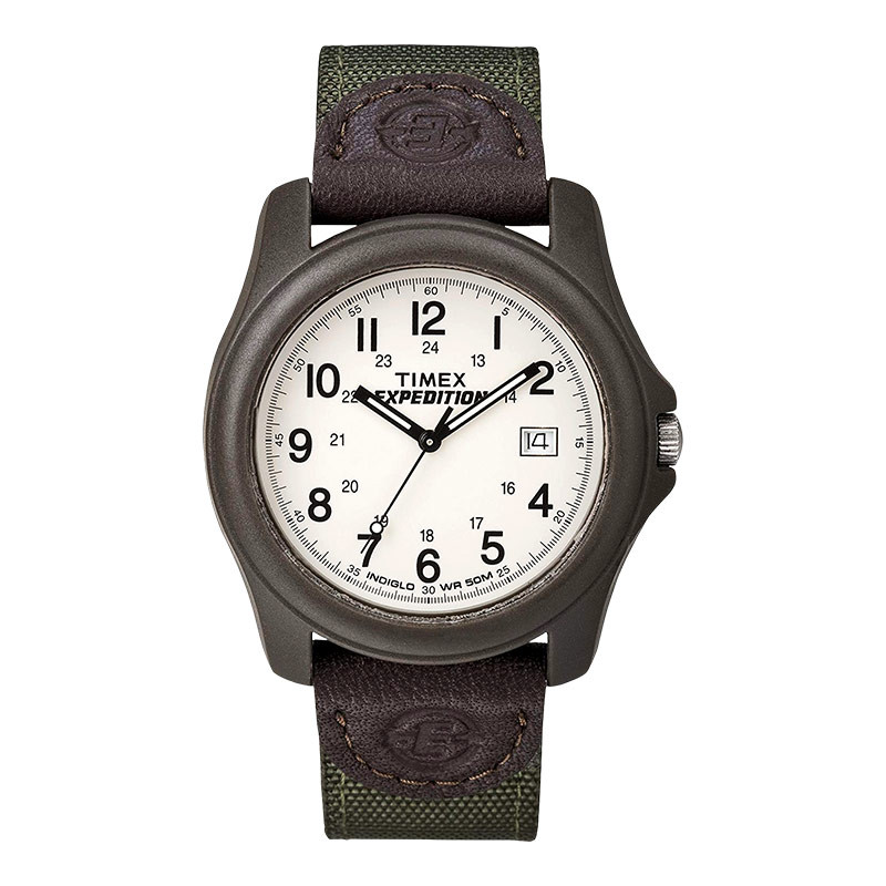 Jam Tangan Pria Timex Expedition Camper T49101 Indiglo White Dial Green Nylon Strap