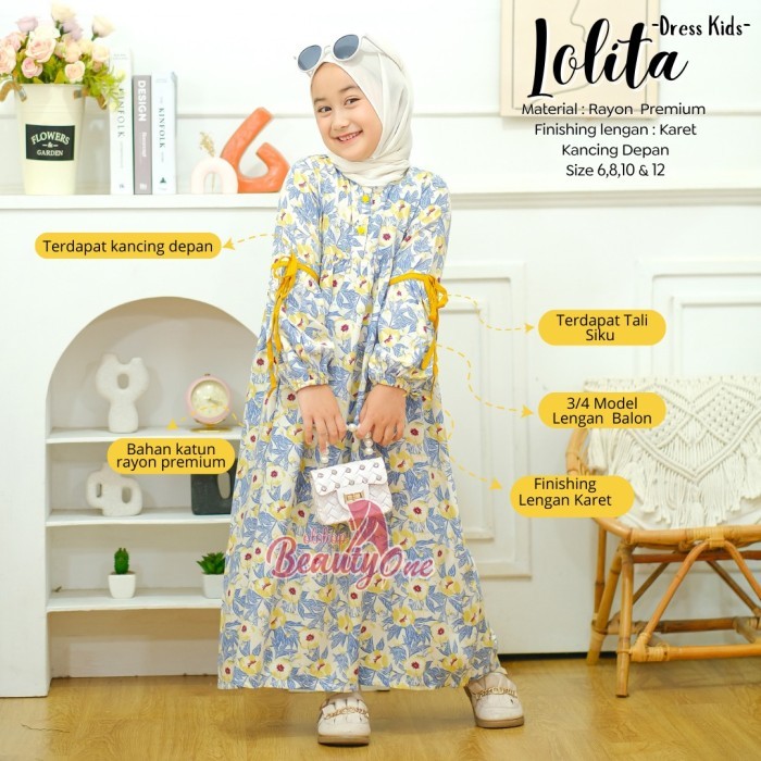 Terlaris Gamis Anak Motif / Homey Dress Lolita Kids Bahan Rayon Premium