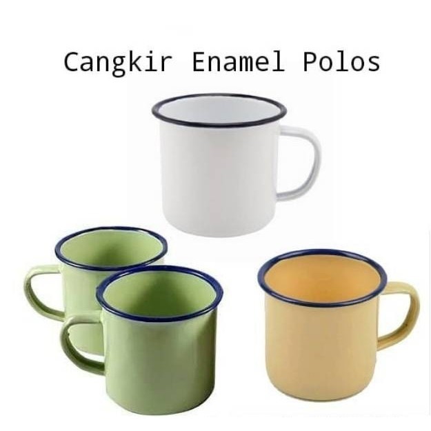 CANGKIR ENAMEL POLOS 7 CM/MUG ENAMEL/CANGKIR SENG KALENG JADUL