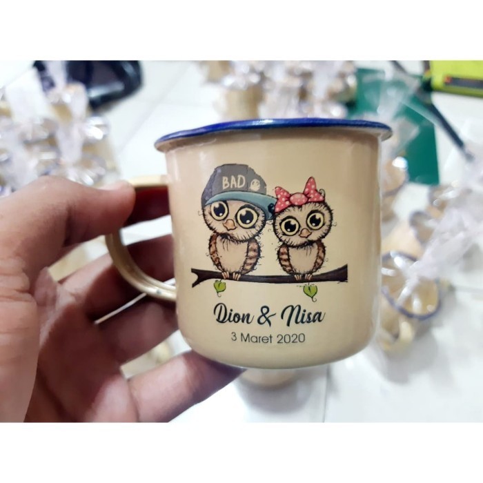 Cangkir Enamel Grosir / Cangkir Enamel Custom / Cangkir Enamel 7 cm