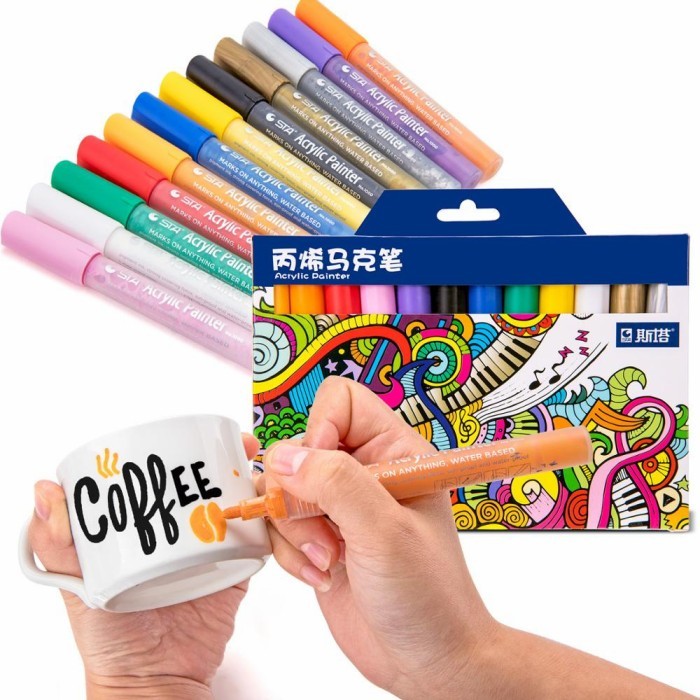 

STA1000 Acrylic Paint Marker 2-3 Mm Tip Spidol segala permukaan 12/24