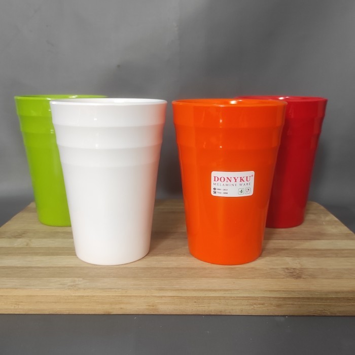 %$%$%$%$] Gelas Melamin Putih Warna Ulir 400ml Donyku GL 3115