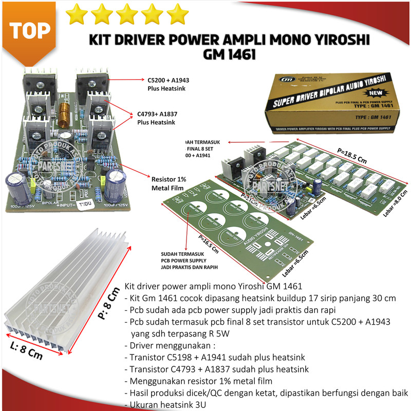 Kit driver power ampli mono Yiroshi GM 1461