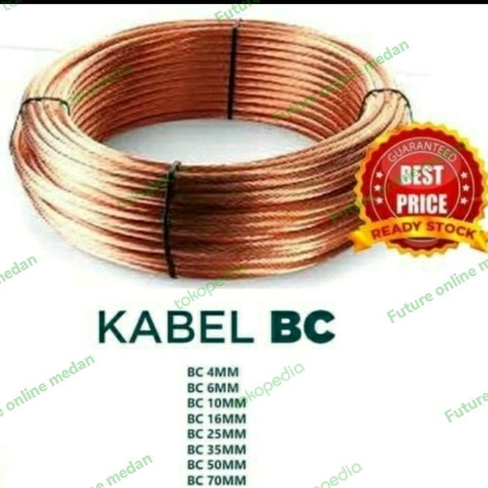 +++++] 1kg Kabel BC 6 10 16 25 35 50 70 mm / cable ground / grounding tembaga