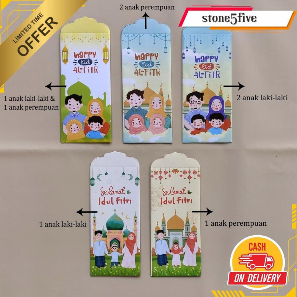 

(10Pcs) Amplop Lebaran 2025 - Amplop Besar Uang Tanpa Lipat - Bahan Artpaper 120 Gram Termurah Banget