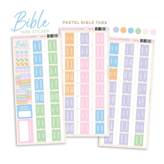 monggo] Bible Tab Pembatas Alkitab File Stiker Pastel Biru Ungu Pink TAB17
