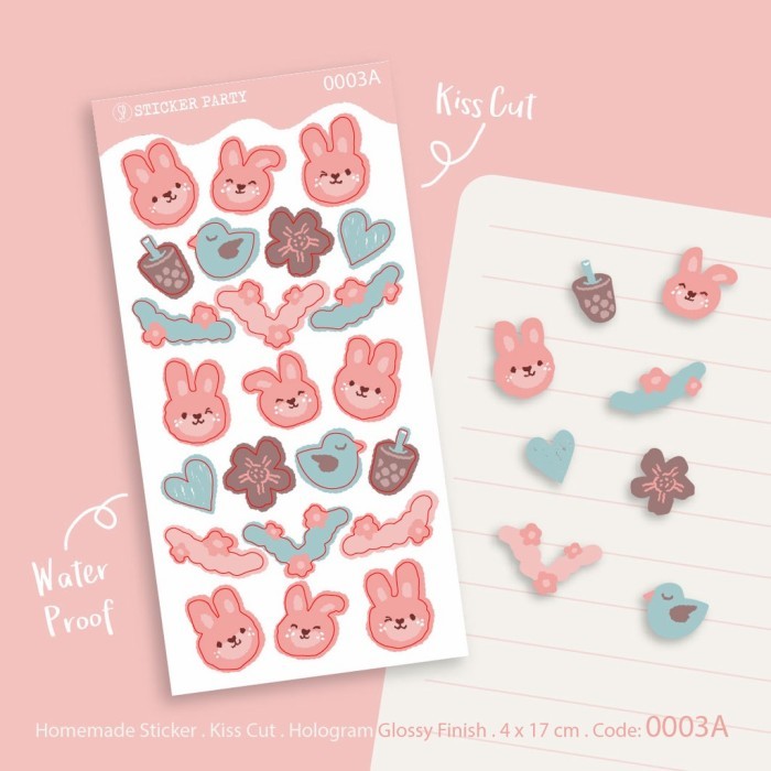 

------] Stiker Bunny Flower Pastel Hologram by StickerParty 0003