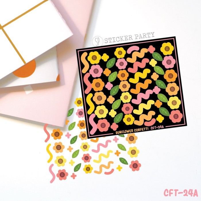 

------] [Sticker Party] Stiker Bunga Sunflower Pink Ungu Kuning Polco Deco DIY