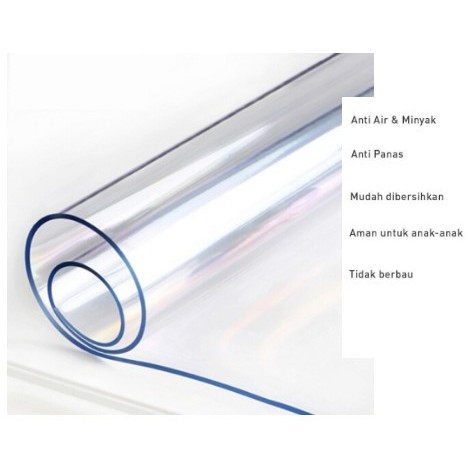 Taplak meja Plastik 2mm bulat bundar mika PVC Lentur Bening