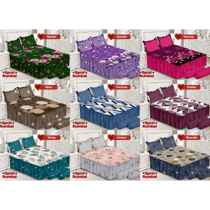 Emilia - Sprei Rumbai Queen (160x200) by Bonita Terlaris pilihan