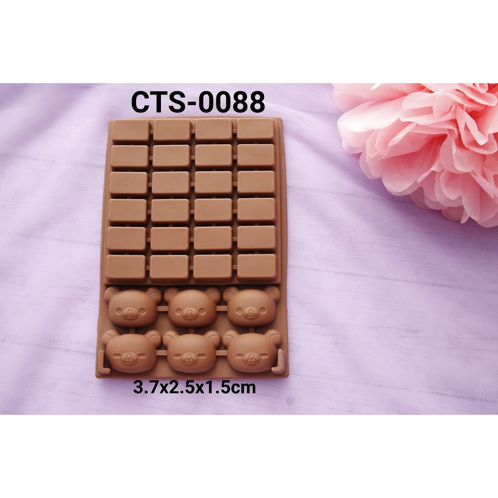 CTS-0088 Cetakan silikon coklat blok fondant puding panda bear (Cetakan silikon)