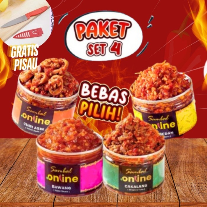 

TERLARIS SAMBAL CUMI ASIN / TERI MEDAN / CAKALANG / BAWANG / PAKET HEMAT 4 SAMBEL ONLINE MURAH!!!