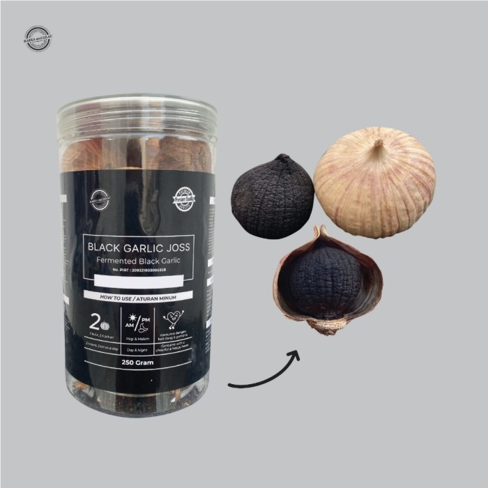 TERLARIS BLACK GARLIC JOSS 250 GRM FERMENTASI BAWANG PUTIH TUNGGAL BAWANG HITAM PREMIUM SUPER