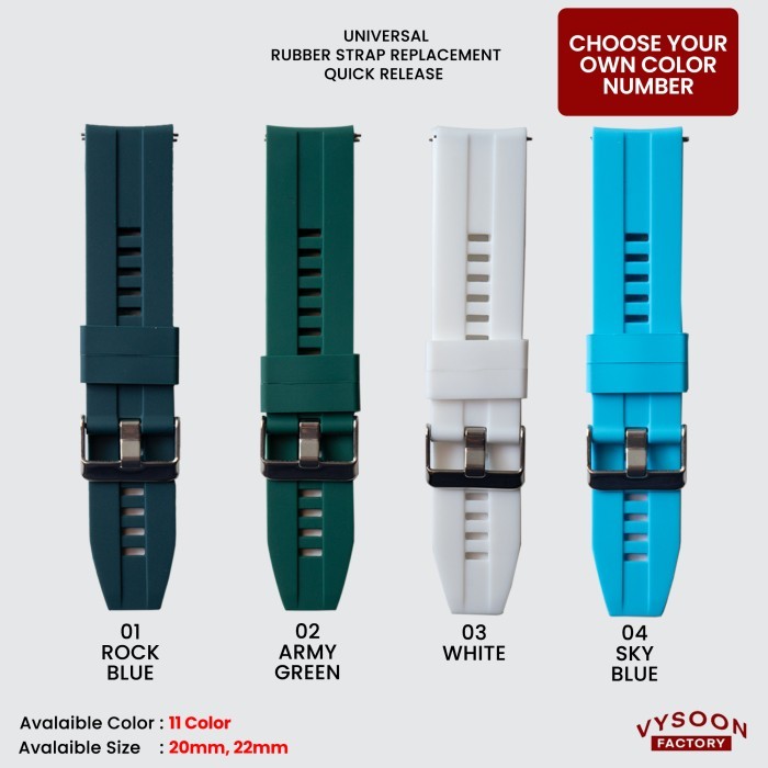 Strap Tali Jam Karet Rubber Pengganti / Strap Rubber Karet 20Mm 22Mm