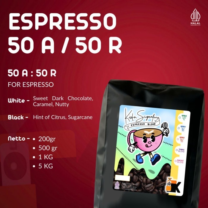 

Biji Kopi 1Kg Espresso Blend 50 Arabika / 50 Robusta