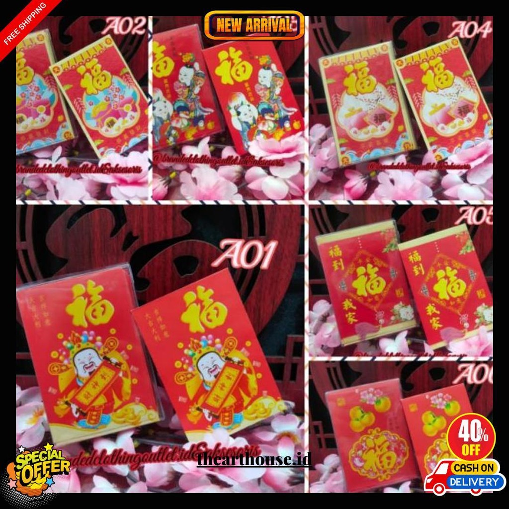 

(1Box Isi 50 Lembar) Angpao Imlek Medium / Angpau Fu Nikah / Angpau Hok Pesta / Amm276560 Original Produk