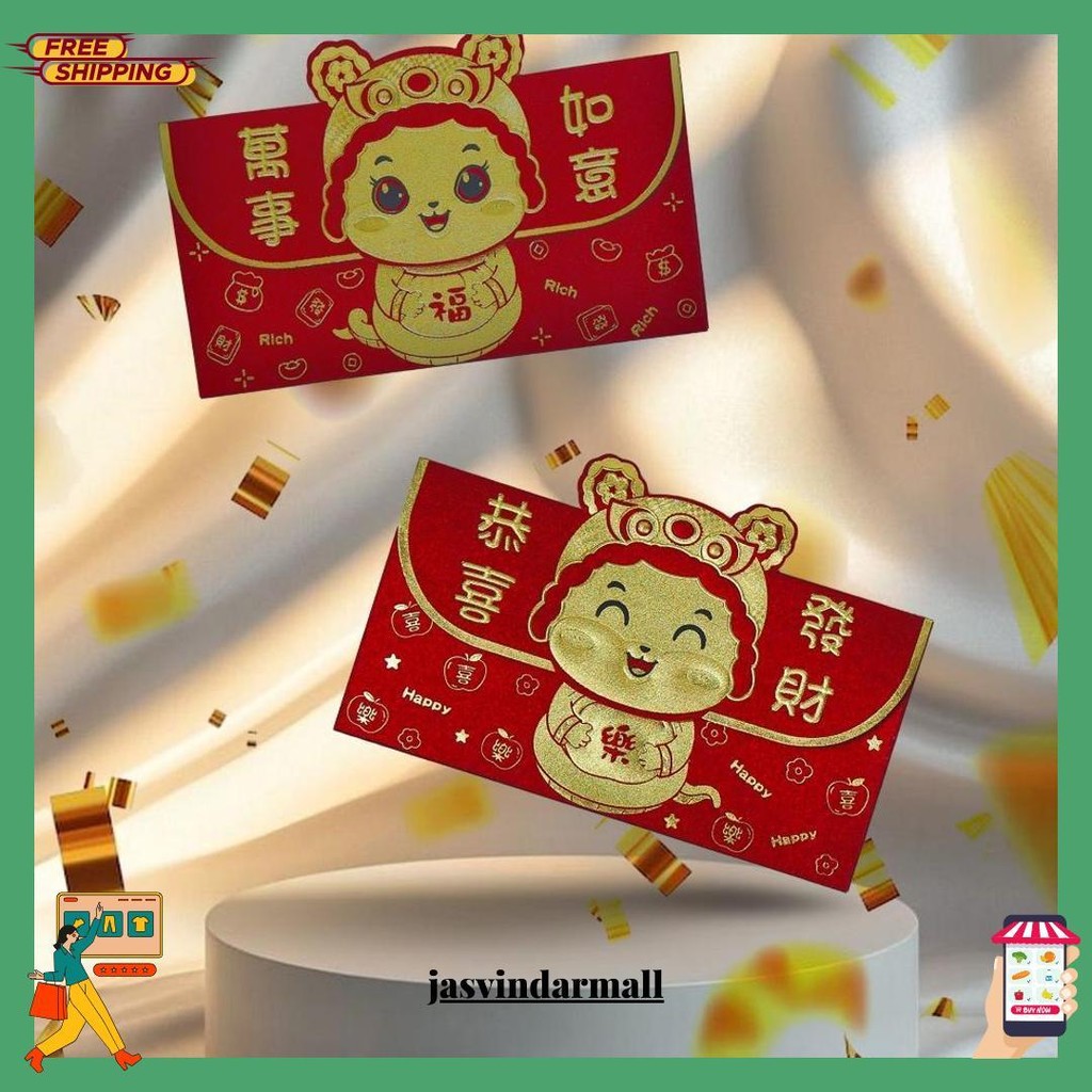 

6 Pcs Angpou Imlek Panjang Kuping Amplop Uang Murah Large Shio Lucu Chinese New Year Tahun Baru Tahun Ular 2025 Termurah Banget