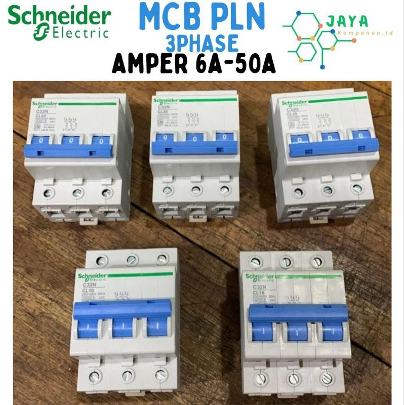 MCB PLN SCHNEIDER 3Phase 6a 10a 16a 20a 25a 35a 50a original