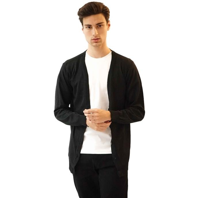 Houseofcuff Cardigan Pria Oversize Sweater Korea Big Size Jumbo Hitam GAM