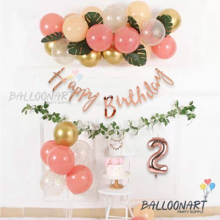 RETRO SAGE GREEN AND GOLD BIRTHDAY DECORATION SET/DEKORASI ULTAH ANAK