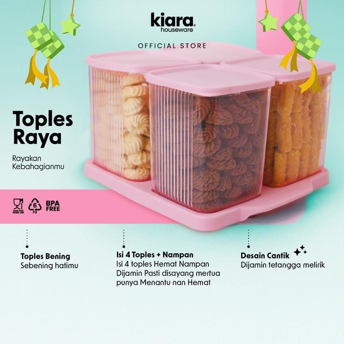 KIARA X KULINERSAMACICI TOPLES RAYA TOPLES LEBARAN HIJAU MINT, PINK, UNGU MINIMALIS PLASTIK SET NAMP
