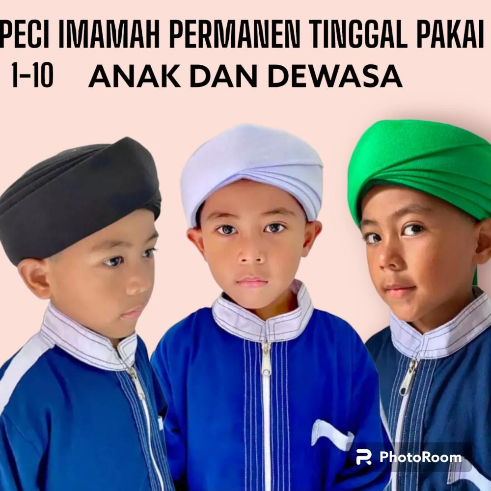 Jy-56 Peci Imamah Permanen 1,5M  Sorban Imamah Instan  Peci Imamah Anak Peci Imamah Dewasa Sorban Im