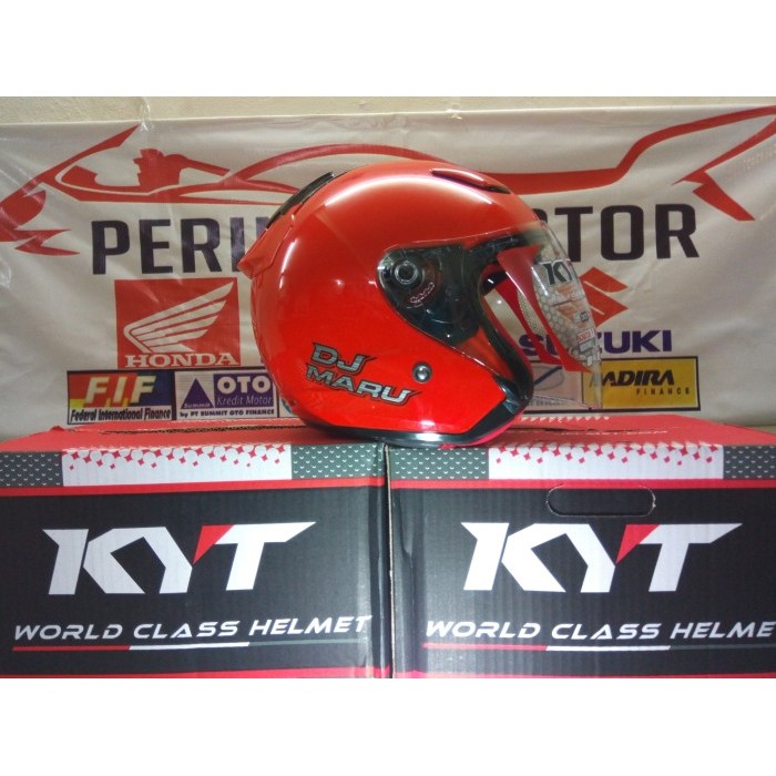 HELM KYT DJ MARU SOLID HALF FACE MERAH