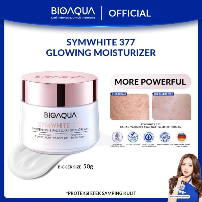 TERLARIS BIOAQUA MOISTURIZER SYMWHITE 377 CREAM PEMUTIH WAJAH 50G KRIM PENGHILANG FLEK HITAM DI