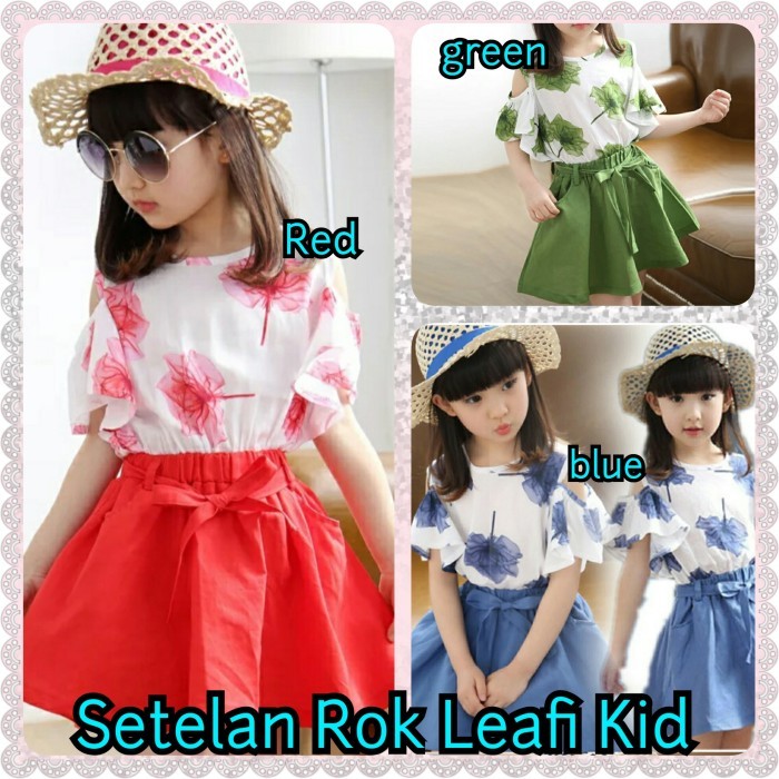 Set Skirt KidS Flower Setelan Rok Leafi Kid