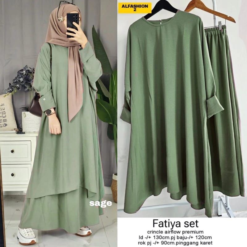 Produk Terbaru  Baju Muslim Wanita Abaya Fatiya: One Set Tunik & Rok Crinkle