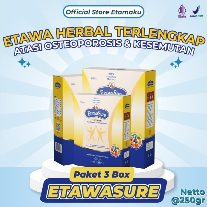 

TERLARIS ETAWASURE SUSU BUBUK ETAWA HERBAL PAKET 3 BOX 750GRAM ATASI NYERI SENDI ENCOK ASAM URAT DAN