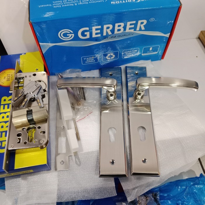 ------] Gerber Zermaen 014-6610 handle plate set body kunci cylinder stainless steel