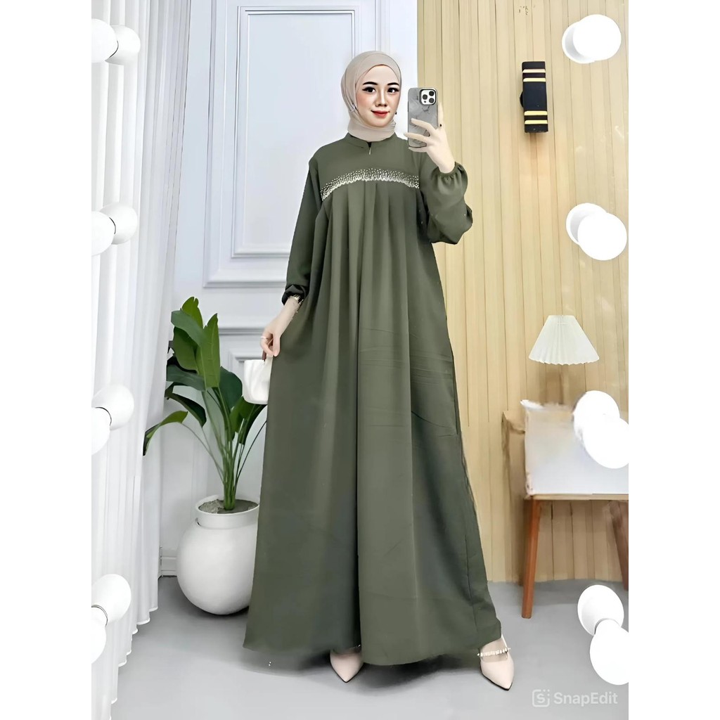 Gamis Iklima Payet Ld 120 Jumbo Busui Bahan Crinkle Airflow Premium