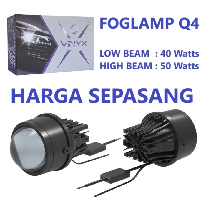 Foglamp Projector Vinyx Q4 LED Projie BiLED Lampu Kabut Mobil 3 Inch