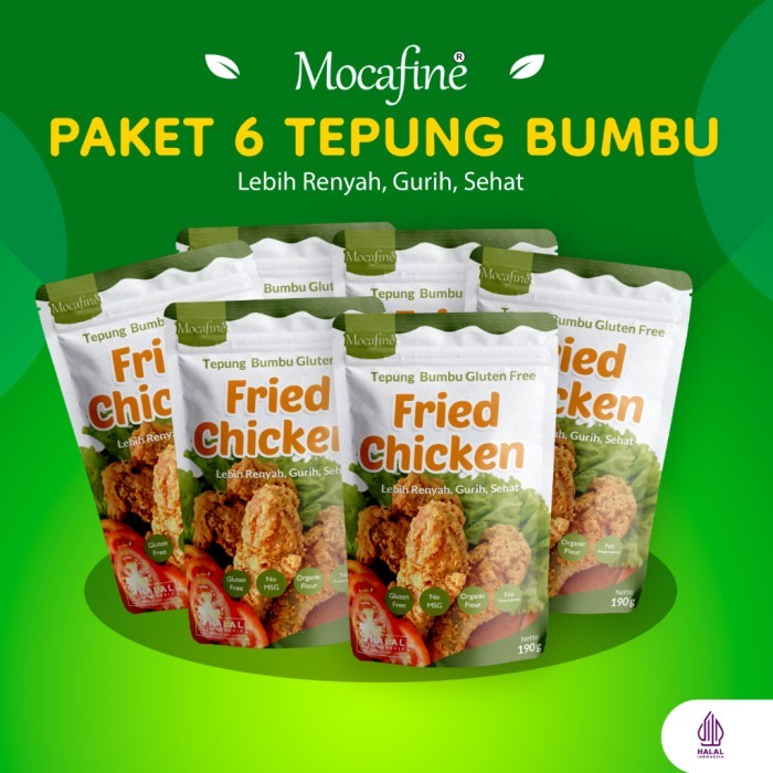 

TERLARIS [PAKET HEMAT] MOCAFINE TEPUNG BUMBU FRIED CHICKEN - GLUTEN FREE - 6 PCS - 190 GRAM MURAH!!!