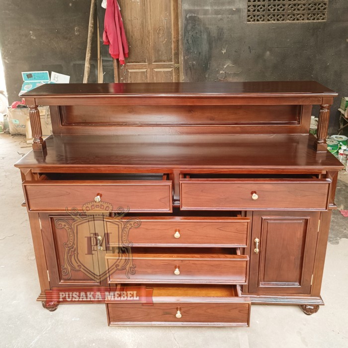 Meja Bufet Antik Kayu Jati, Cabinet Buffet Antik Kayu Jati, Bufet Laci