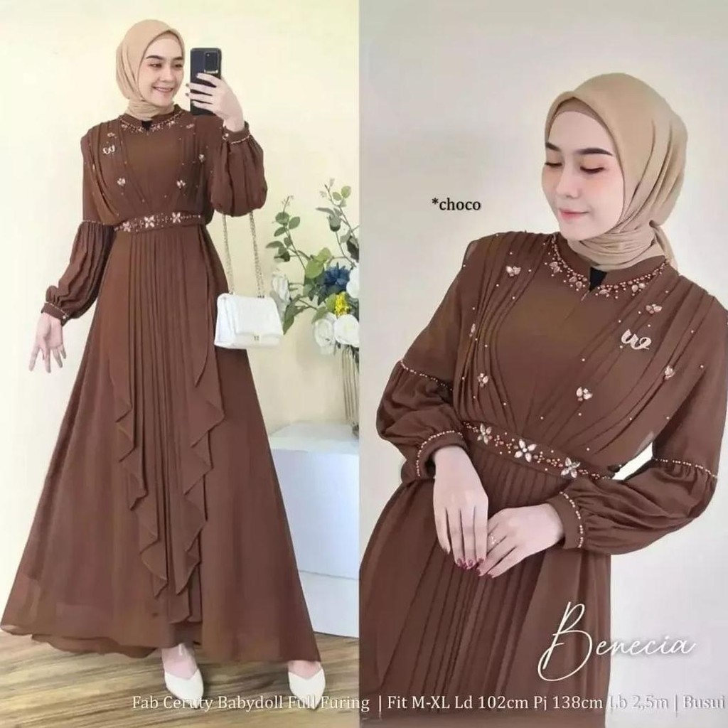 Benecia Dress BUSUI  Bhn Cerutty Bbydoll Apk Payet Adem Dress Wanita Terbaru 2023 Kekinian Viral Dre
