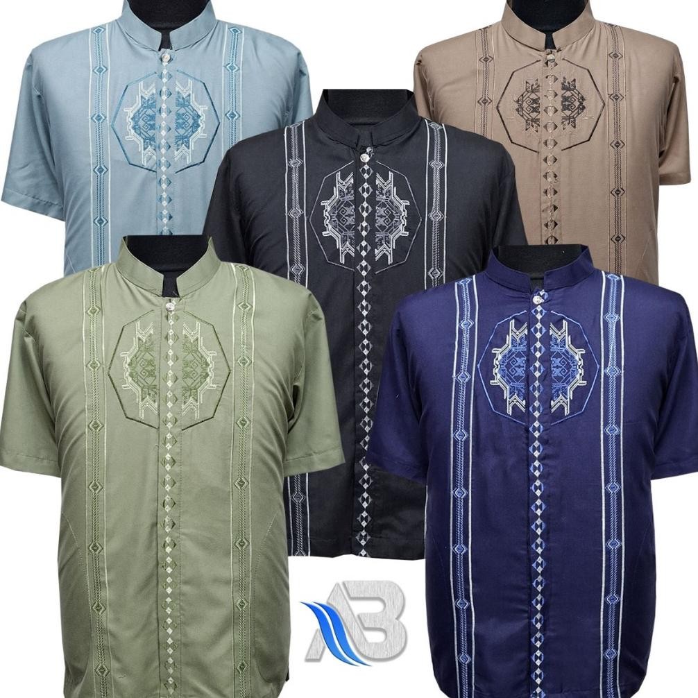 geo Baju Koko Pria Dewasa Lengan Pendek Koko AL QADR / AB Al kahfi Bareno Katun COD