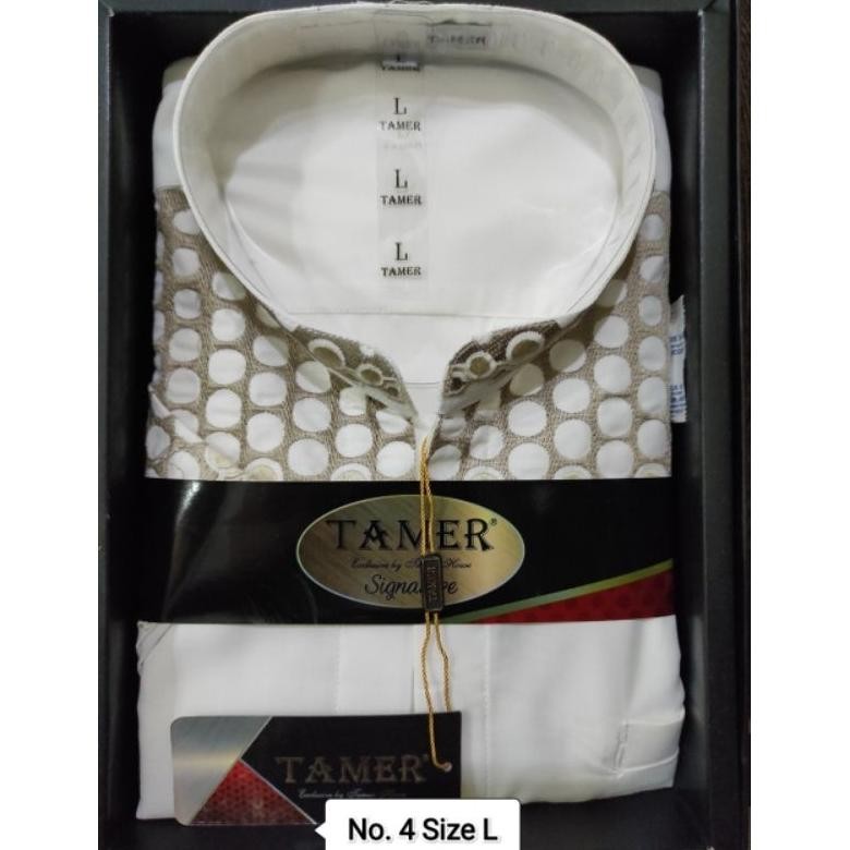 geo Baju Muslim Bamus Koko Tamer Signature Putih Lengan Pendek