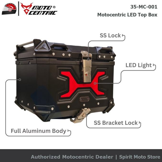 Motocentric Led Top Box Motor Aluminium | Box Touring Pannier Motorcycle