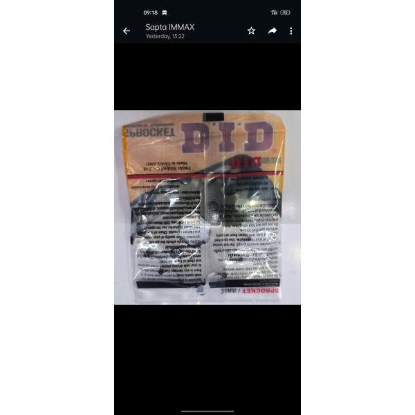 Original Did Racing 428 15 Sonic 150 Gtr Verza Megapro New Mono Cb150 Cbr Tiger Cs1 Cs-1 Gear Depan 