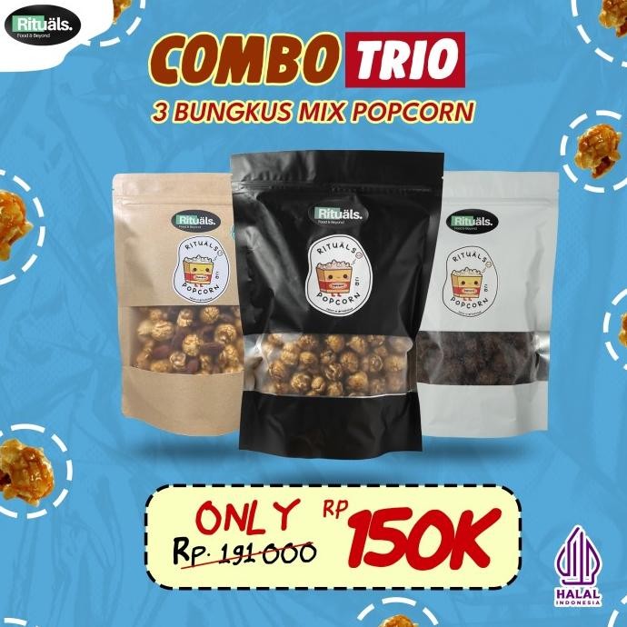 

NEW PRODUK [COMBO TRIO] 3 BUNGKUS RITUALS POPCORN MIX VARIANT - HOMEMADE BY WILLY KUN !!!!!