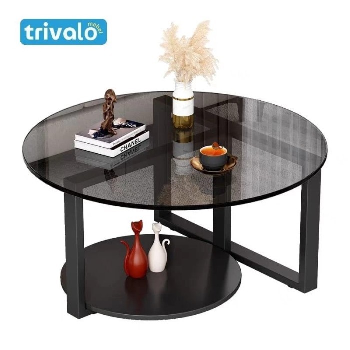 Meja Coffe Minimalis Kaca Bulat Terbaru