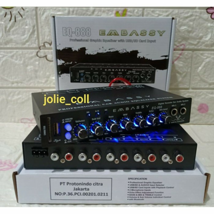 PARAMETRIK PREAMP EMBASSY EQ-888 BLUETOOTH FREE ADAPTOR EQUALIZER