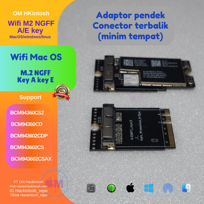 Terbaru Adapter Wifi Bcm94360 M2 Ngff Key A Key E Pendek