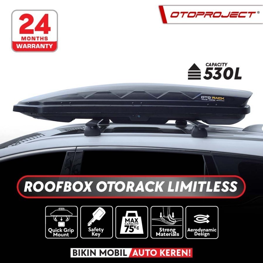 Otoproject - Roof Box Otorack Limitless Glossy Black | Box Bagasi Atas Mobil
