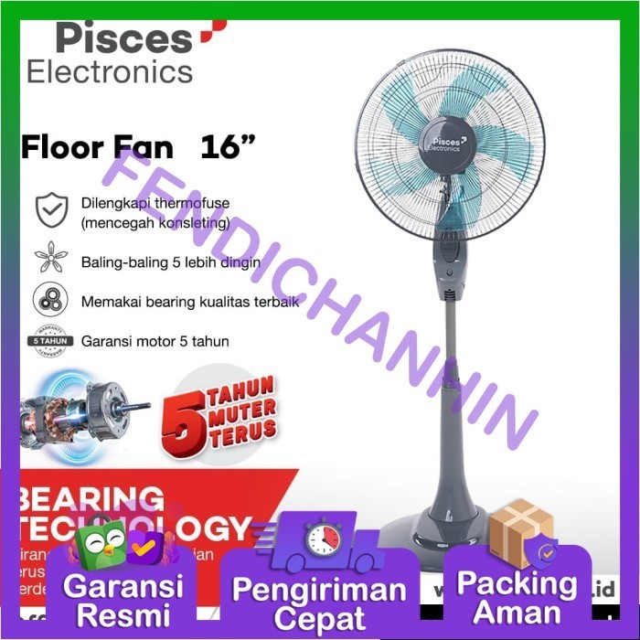 PISCES - SF-1680 PRO - Kipas Angin Stand Fan 16" dengan Bearing 1680