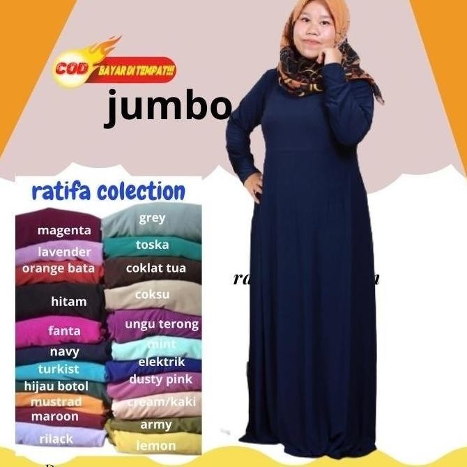 Gamis Jersey Polos Jumbo Ld 130/Pj140 Baju Wanita Super Jumbo. Chizanofficial