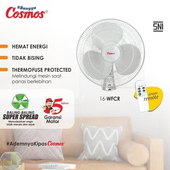 Kipas Angin Dinding Cosmos Remote Control 16Wfcr